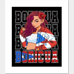 Boricua Puerto Rican Girl Latina Puerto Rico Flag Posters and Art